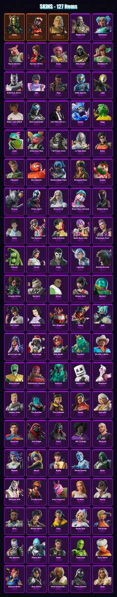 [PS4/PS5/XBOX/PC] | Hades | Blaze | Zeus | Megalo Don | Synthwave | 127 skin | 188 pickaxe | 142 emote | 116 glider | Lv2261