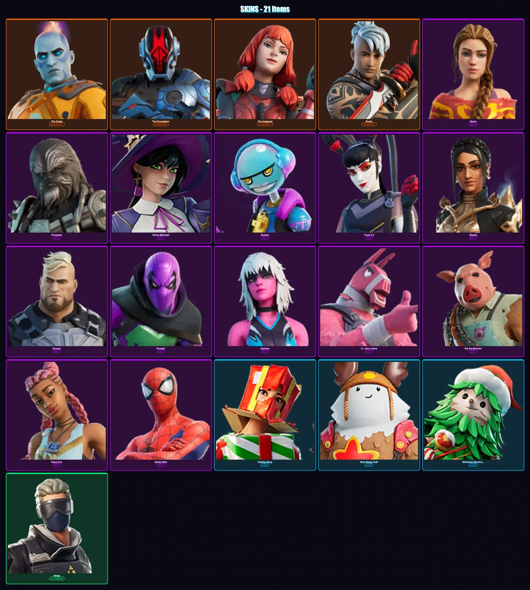 [PC/XBOX] | The Origin | The Foundation | The Imagined | Ronin | Haven | 21 skin | 65 pickaxe | 49 emote | 56 glider | Lv970