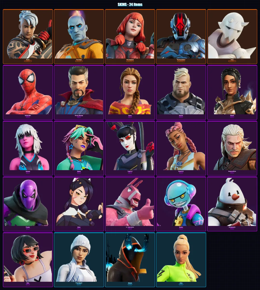 [PC/XBOX/PSN] | Ronin | The Origin | The Imagined | The Foundation | Snap | 24 skin | 30 pickaxe | 21 emote | 25 glider | Lv302