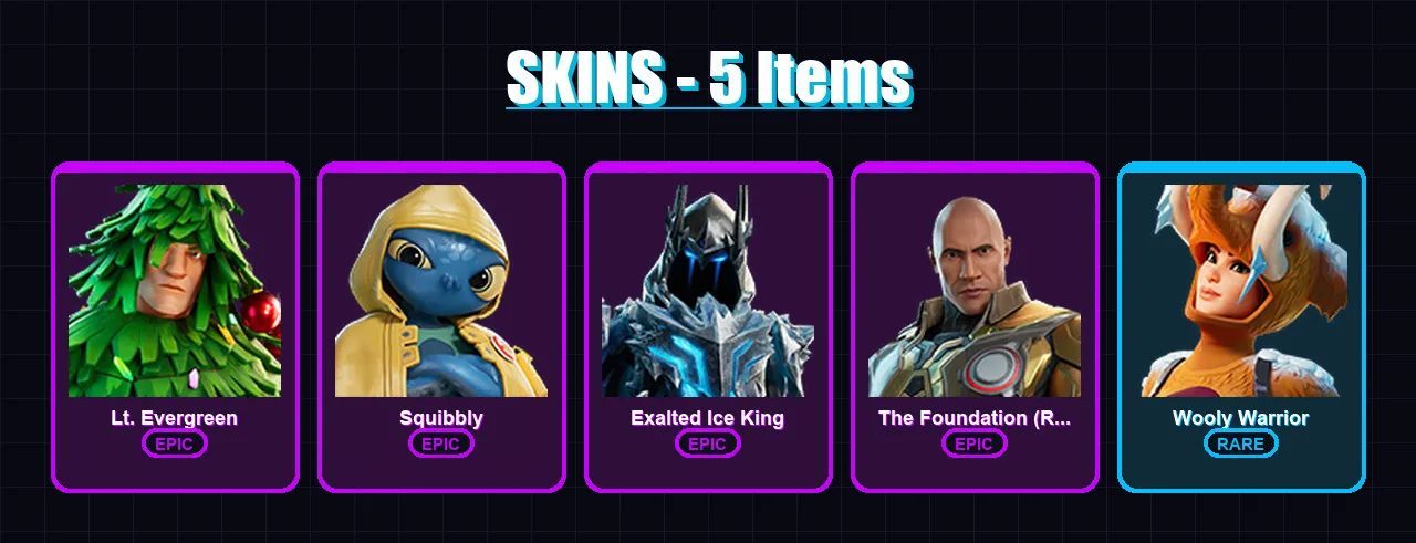 [PC/XBOX/PSN] | Lt. Evergreen | Squibbly | Exalted Ice King | 5 skin | Lv255