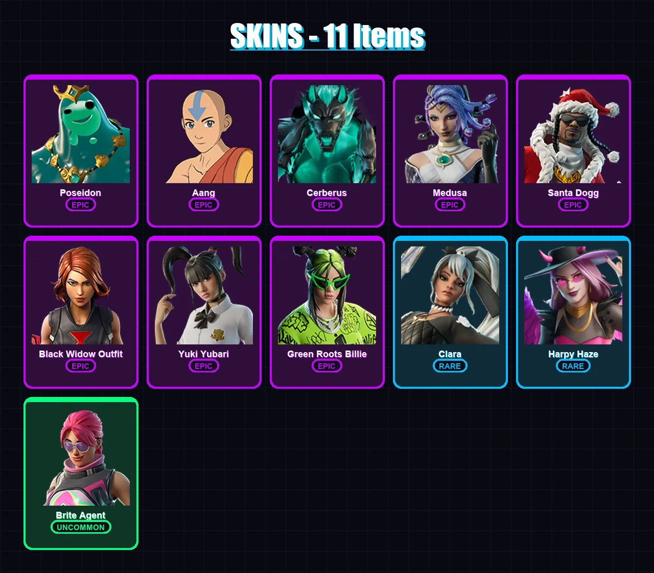 [PS4/PS5/XBOX/PC] | Poseidon | Aang | Cerberus | Medusa | Santa Dogg | 11 skin | 20 pickaxe | 11 emote | 10 glider | Lv112 — Fortnite account