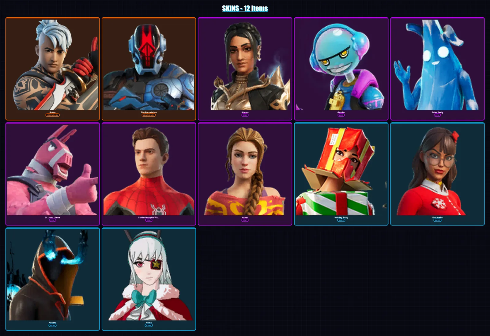 [PC/PSN] | Ronin | The Foundation | Shanta | Gumbo | Polar Peely | 12 skin | 16 pickaxe | 11 emote | 12 glider | Lv127