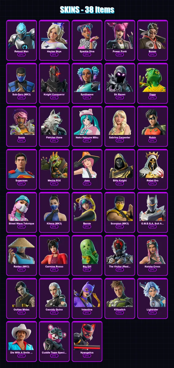 [PS4/PS5/XBOX/PC] | Reboot Man | Haylee Skye | Sparkle Diva | Power Punk | Bones | 38 skin | 53 pickaxe | 48 emote | 34 glider | Lv336 — Fortnite account