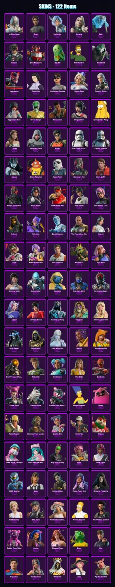 [PC/XBOX] | Lt. Ripp Slade | Chani | Lightrider | Carletta | Gale | 122 skin | 153 pickaxe | 110 emote | 83 glider | Lv2469 — Fortnite account