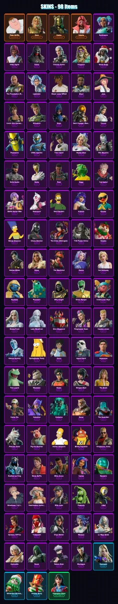 [PS4/PS5/XBOX/PC] | Peter Griffin | Zeus | Hades | Valeria | Synthwave | 98 skin | 153 pickaxe | 109 emote | 109 glider | Lv1497