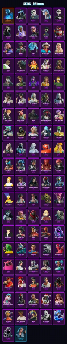 [PC] | Zero | Skull Raider | Agent Patch | Lightrider | Jack Skellington | 97 skin | 117 pickaxe | 84 emote | 59 glider | Lv1019
