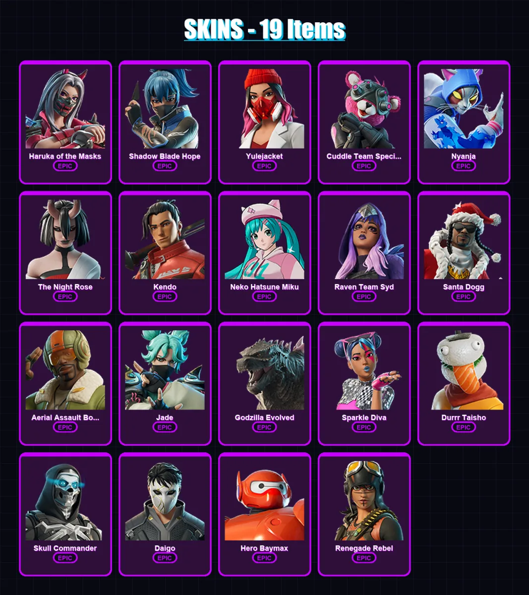 [PC/XBOX/PSN] | Haruka of the Masks | Shadow Blade Hope | Yulejacket | 19 skin | Lv365