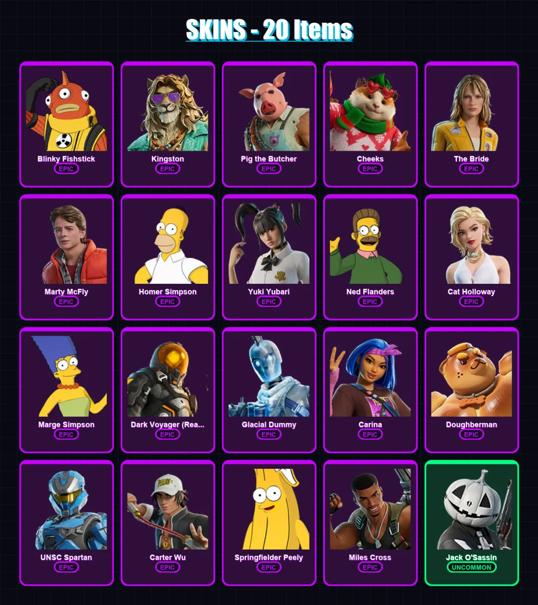 [PC/XBOX/PSN] | Blinky Fishstick | Kingston | Pig the Butcher | Cheeks | The Bride | 20 skin | 43 pickaxe | 27 emote | 35 glider | Lv465