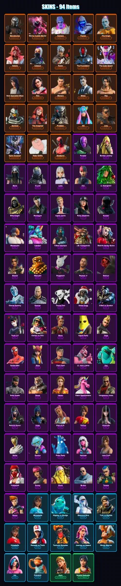 [PC/XBOX/PSN] | Mandalorian | Mecha Cuddle Master | Kymera | Fusion | The Origin | 94 skin | 132 pickaxe | 92 emote | 100 glider | Lv1588