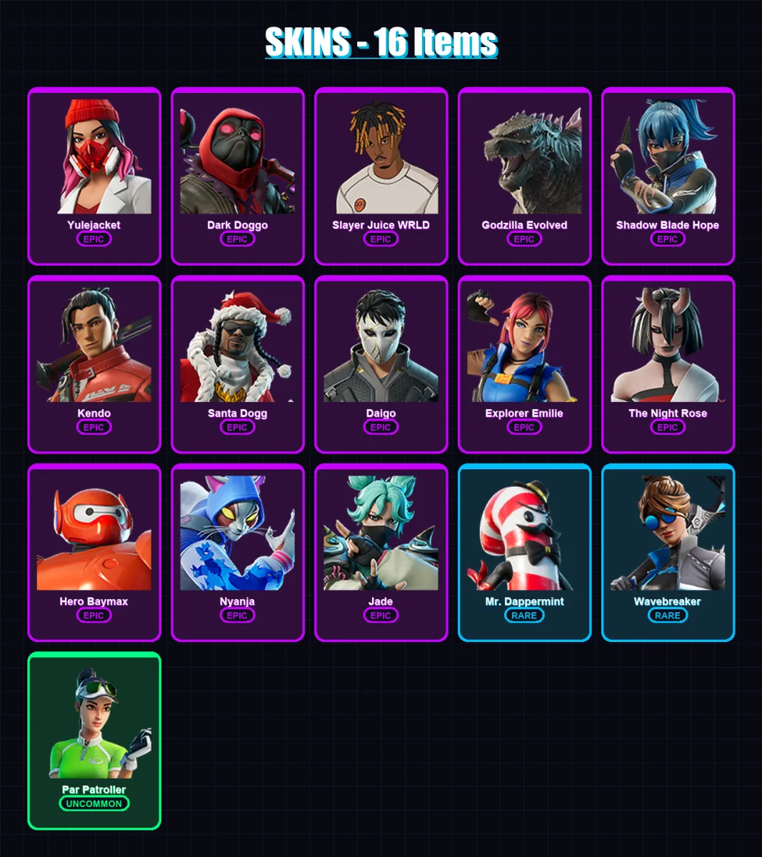 [PC/XBOX/PSN] | Yulejacket | Dark Doggo | Slayer Juice WRLD | 16 skin | Lv733