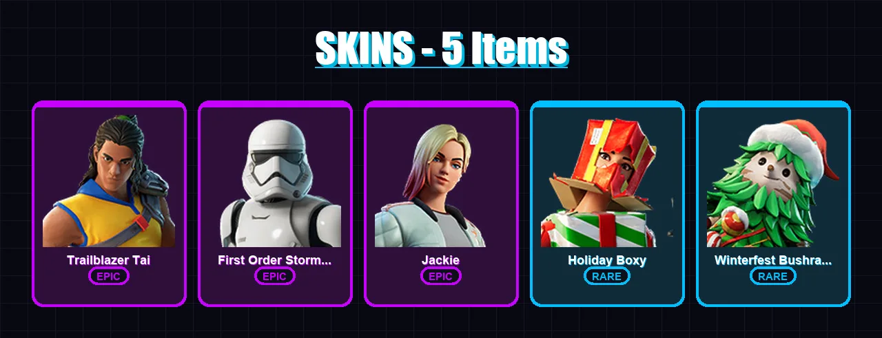 [PC/XBOX/PSN] | Trailblazer Tai | First Order Stormtrooper | Jackie | 5 skin | Lv66