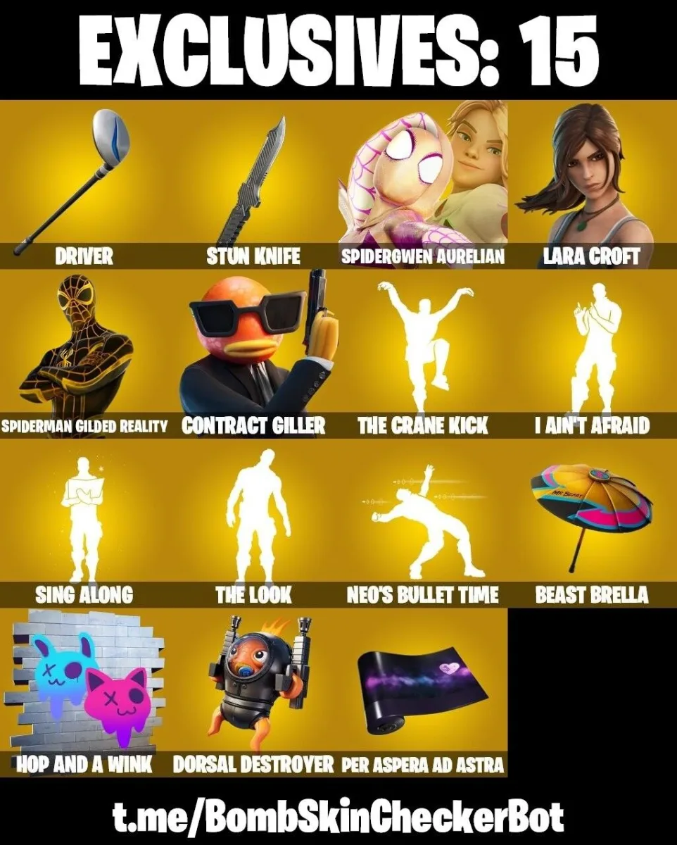 190 Skins Spidergwen (Aurelian) Lara Croft — Fortnite account