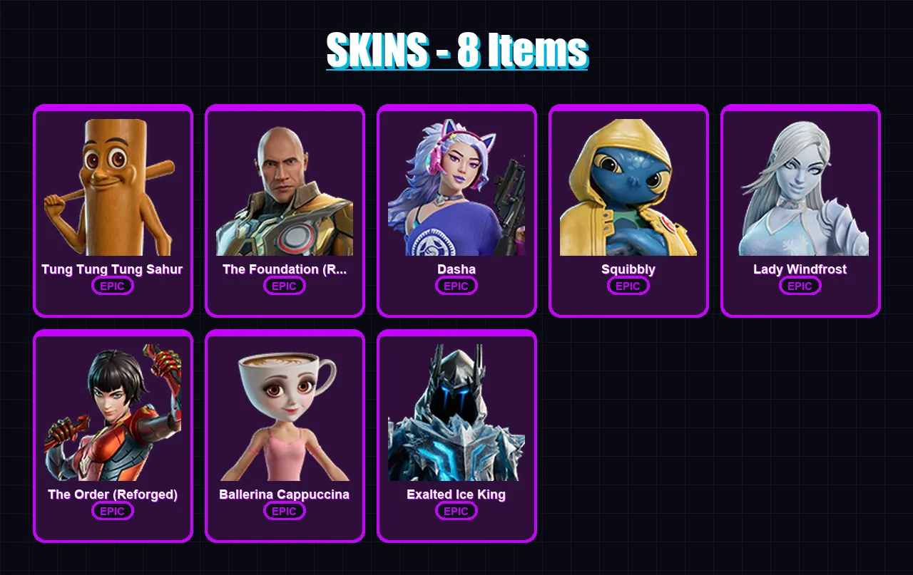 [PC/XBOX/PSN] | Tung Tung Tung Sahur | The Foundation (Reforged) | Dasha | 8 skin | Lv81