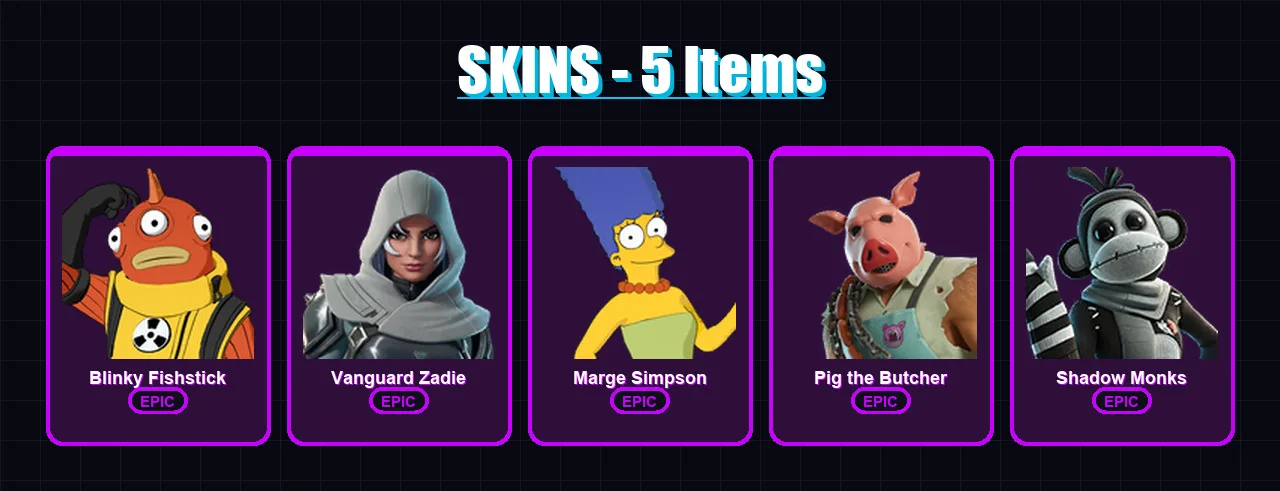 [PC/XBOX/PSN] | Blinky Fishstick | Vanguard Zadie | Marge Simpson | 5 skin | Lv217