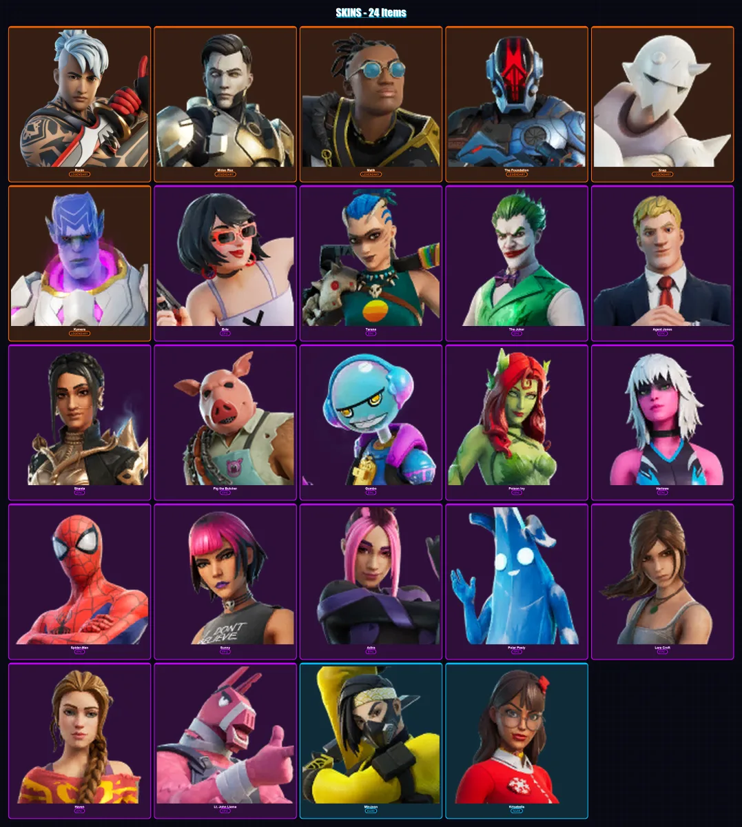 [PC/PSN] | Ronin | Midas Rex | Malik | The Foundation | Snap | 24 skin | 44 pickaxe | 25 emote | 29 glider | Lv388