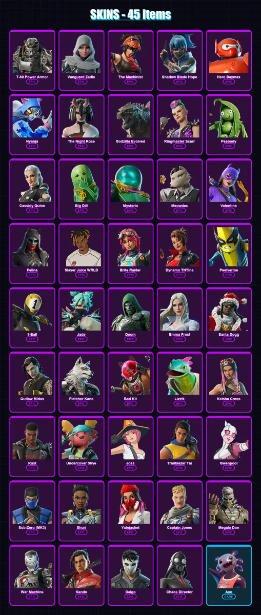 [SWITCH/PSN/PC] | T-60 Power Armor | Vanguard Zadie | The Machinist | 45 skin | Lv763