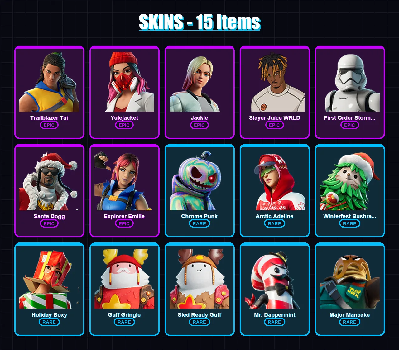 [PC/XBOX/PSN] | Trailblazer Tai | Yulejacket | Jackie | 15 skin | Lv301 — Fortnite account