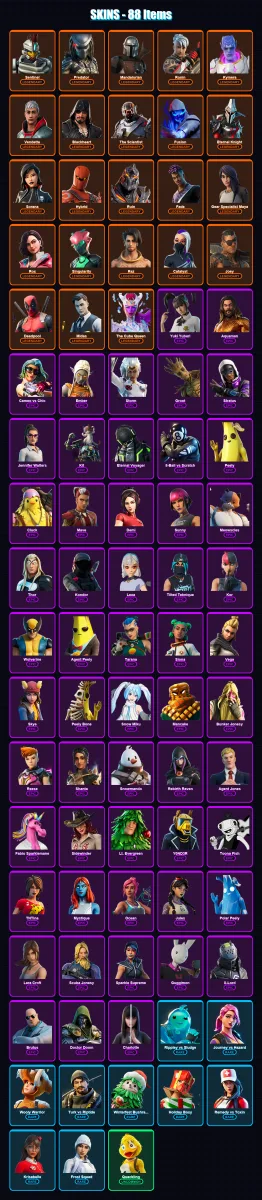 [PC/XBOX/PSN] | Sentinel | Predator | Mandalorian | Ronin | Kymera | 88 skin | 103 pickaxe | 90 emote | 113 glider | Lv1436