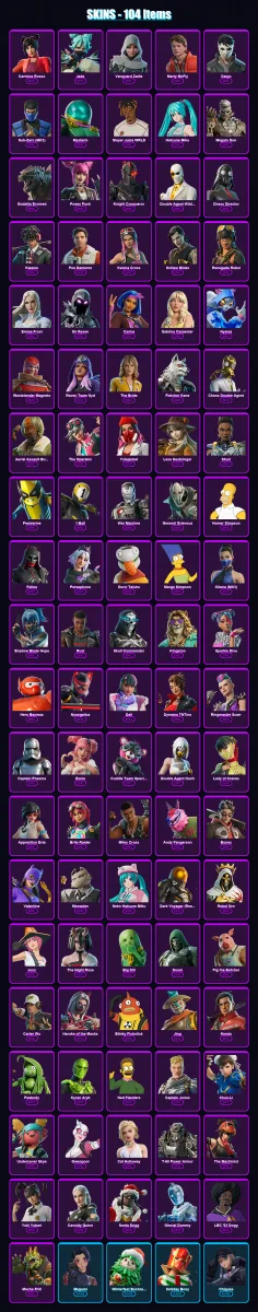[PC/PSN] | Carmine Rosso | Jade | Vanguard Zadie | Marty McFly | Daigo | 104 skin | 156 pickaxe | 111 emote | 96 glider | Lv2026