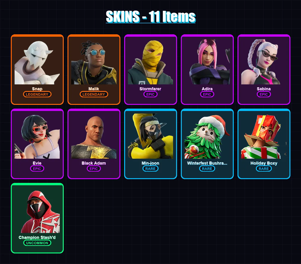 [PC/XBOX] | Snap | Malik | Stormfarer | Adira | Sabina | 11 skin | 47 pickaxe | 20 emote | 41 glider | Lv771