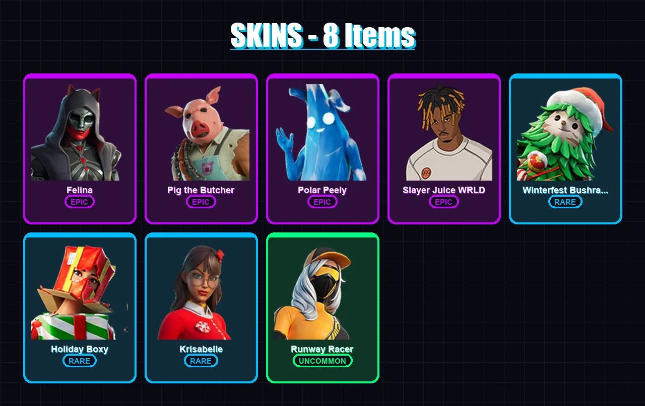 [PS4/PS5/XBOX/PC] | Felina | Pig the Butcher | Polar Peely | 8 skin | Lv721
