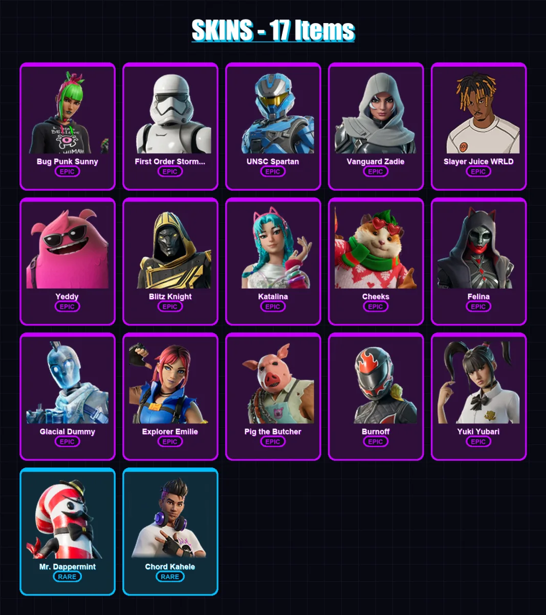 [PC/PSN] | Bug Punk Sunny | First Order Stormtrooper | UNSC Spartan | 17 skin | Lv1098 — Fortnite account