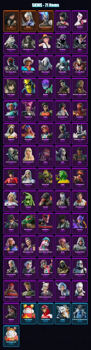 [PC/PSN] | Era | Mizuki | Renzo the Destroyer | Morgan Myst | Gwenpool | 71 skin | 86 pickaxe | 66 emote | 66 glider | Lv648