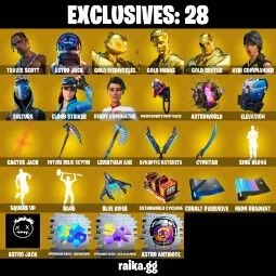 PC/PSN/XBL 196 SKINS TRAVIS SCOTT AURA LEVIATHAN AXE DERBY DOMINATOR — Fortnite account