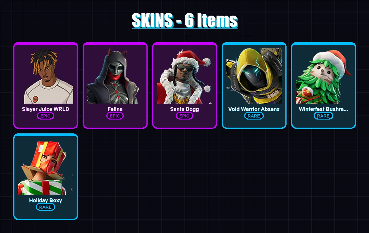 [PC/XBOX/PSN] | Slayer Juice WRLD | Felina | Santa Dogg | 6 skin | Lv134