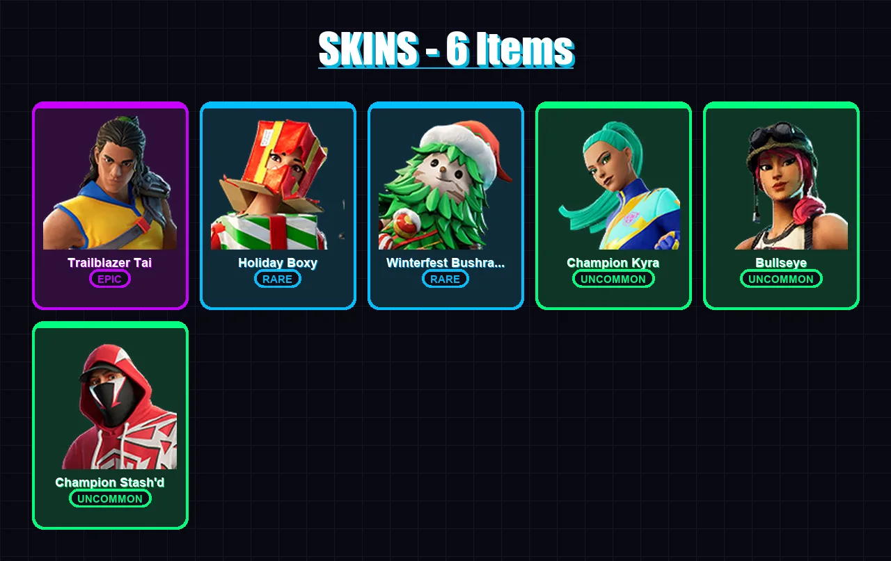 [PS4/PS5/XBOX/PC] | Trailblazer Tai | Holiday Boxy | Winterfest Bushranger | 6 skin | Lv469