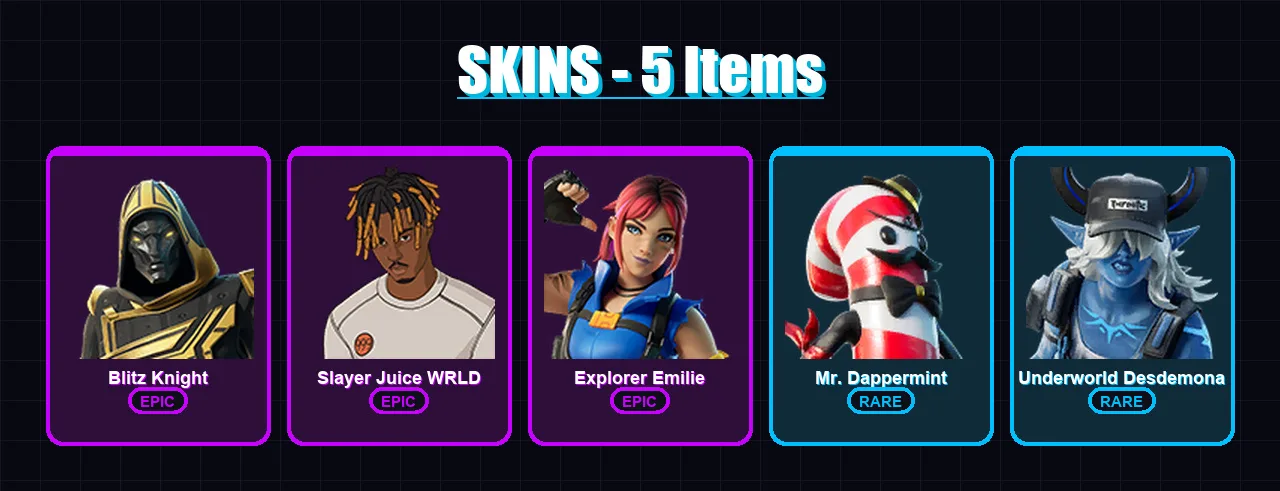 [PC/XBOX/PSN] | Blitz Knight | Slayer Juice WRLD | Explorer Emilie | 5 skin | Lv277
