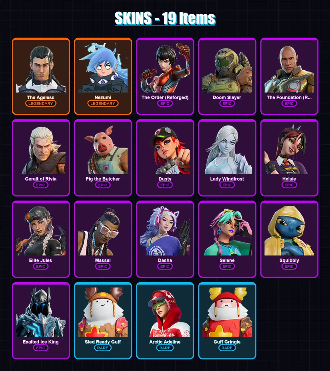 [PC/XBOX/PSN] | The Ageless | Nezumi | The Order (Reforged) | 19 skin | Lv564