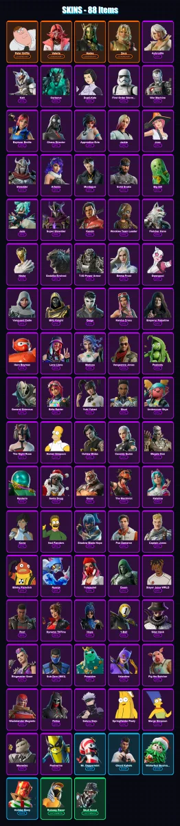 [PS4/PS5/XBOX/PC] | Peter Griffin | Valeria | Hades | Zeus | Aphrodite | 88 skin | 144 pickaxe | 92 emote | 98 glider | Lv1408
