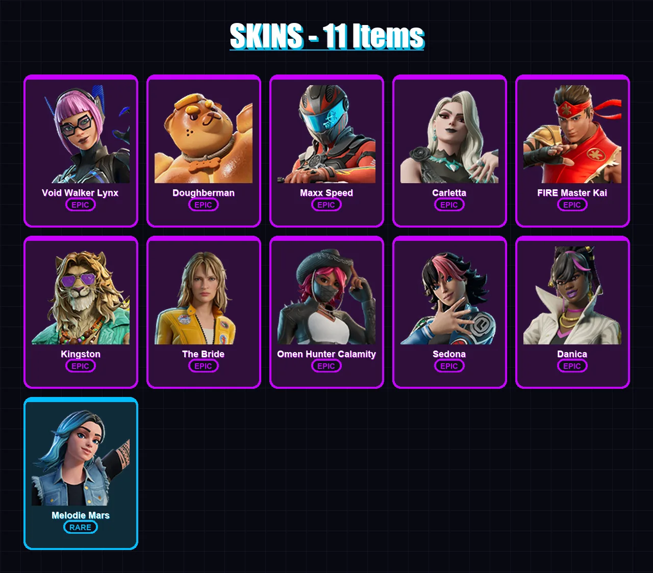 [PC/PSN] | Void Walker Lynx | Doughberman | Maxx Speed | Carletta | FIRE Master Kai | 11 skin | 10 pickaxe | 8 emote | 12 glider | Lv88