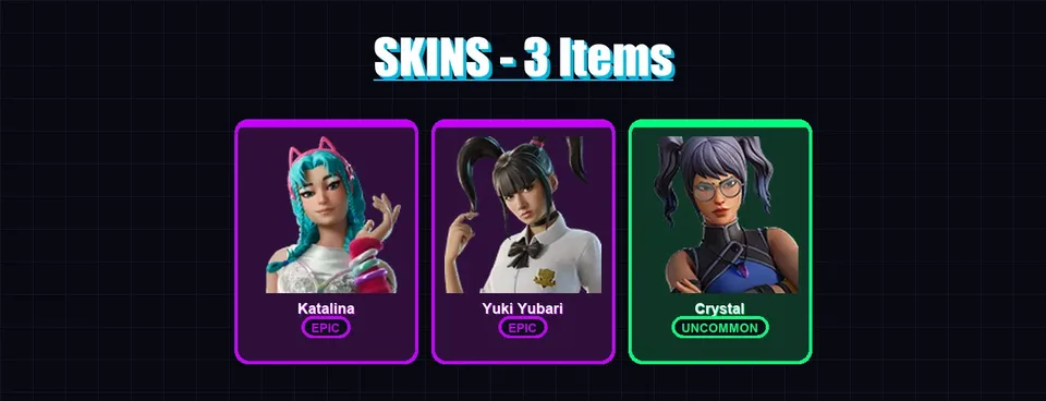 [PS4/PS5/XBOX/PC] | Katalina | Yuki Yubari | Crystal | 3 skin | 12 pickaxe | 8 emote | 6 glider | Lv145 — main preview
