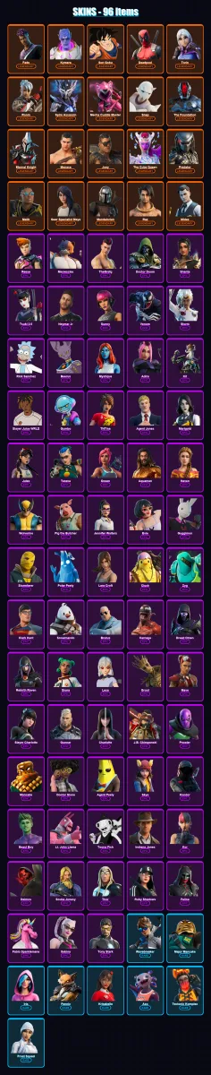 [PS4/PS5/XBOX/PC] | Fade | Kymera | Son Goku | Deadpool | Torin | 96 skin | 131 pickaxe | 81 emote | 97 glider | Lv1533