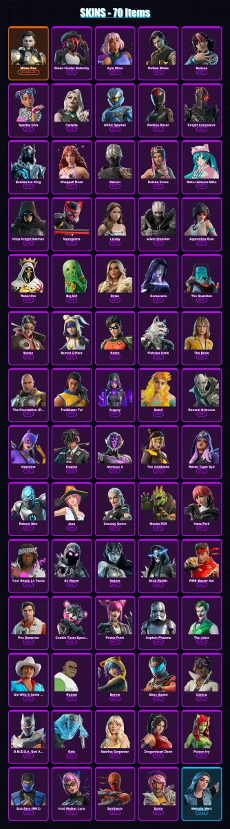 [SWITCH/XBOX/PSN/PC] | Midas Rex | Omen Hunter Calamity | Ayla Winn | Outlaw Midas | Sedona | 70 skin | 62 pickaxe | 35 emote | 24 glider | Lv150
