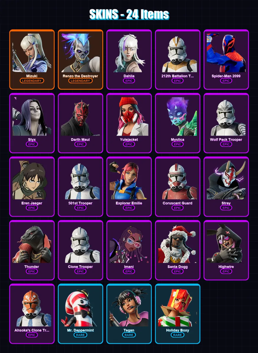 [SWITCH/XBOX/PSN/PC] | Mizuki | Renzo the Destroyer | Dahlia | 24 skin | Lv267