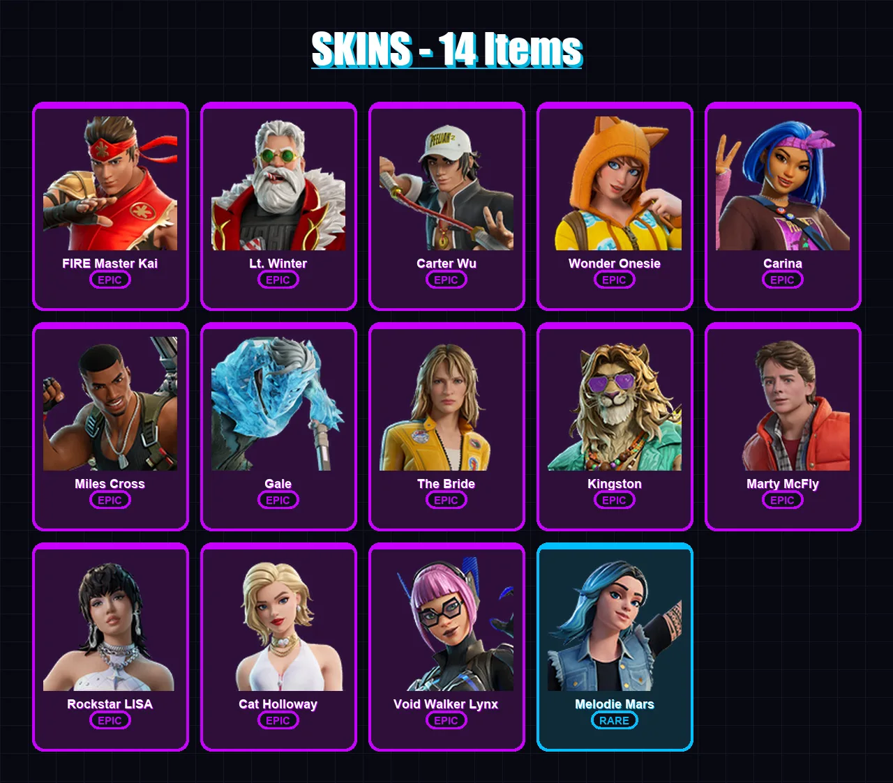 [PC/XBOX/PSN] | FIRE Master Kai | Lt. Winter | Carter Wu | Wonder Onesie | Carina | 14 skin | 26 pickaxe | 17 emote | 19 glider | Lv130 — Fortnite account