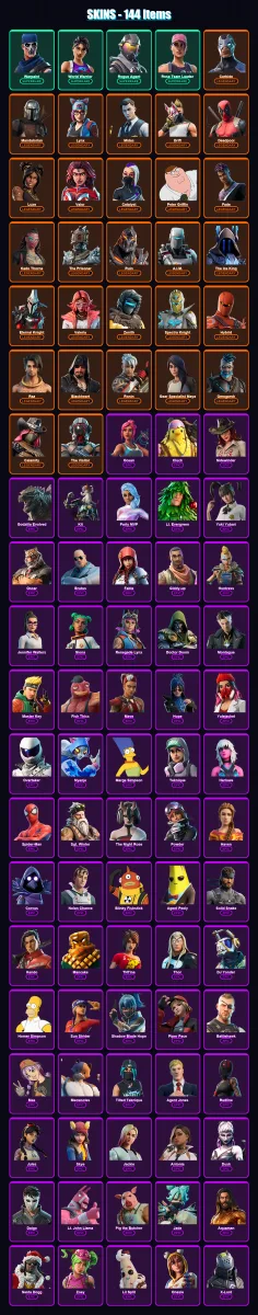 [PC/XBOX/PSN] | Warpaint | World Warrior | Rogue Agent | Rose Team Leader | Carbide | 144 skin | 172 pickaxe | 134 emote | 164 glider | Lv2177