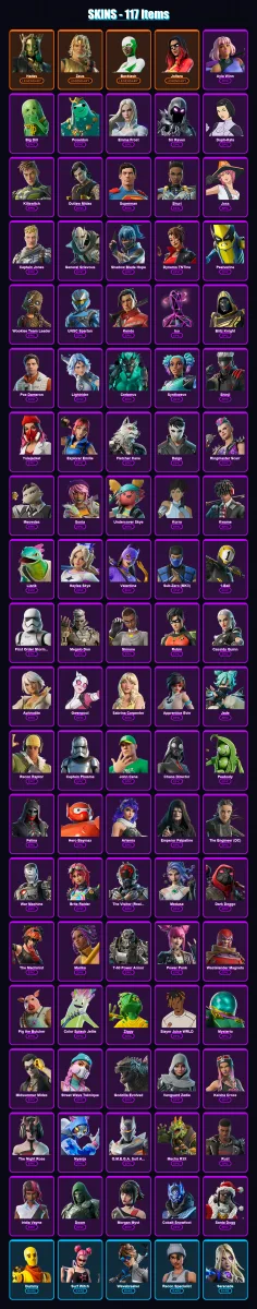 [PC/XBOX] | Hades | Zeus | Backlash | Joltara | Ayla Winn | 117 skin | 168 pickaxe | 131 emote | 104 glider | Lv3977