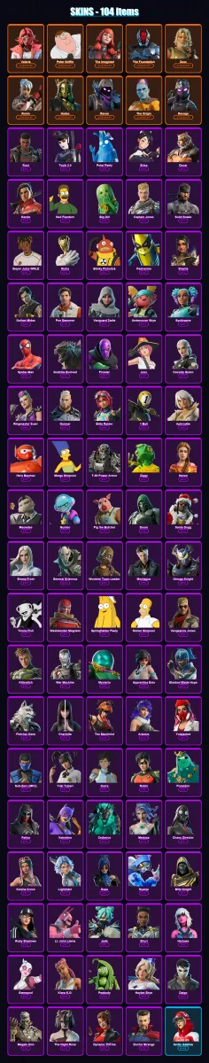 [PC] | Valeria | Peter Griffin | The Imagined | The Foundation | Zeus | 104 skin | 159 pickaxe | 120 emote | 131 glider | Lv2316 — Fortnite account