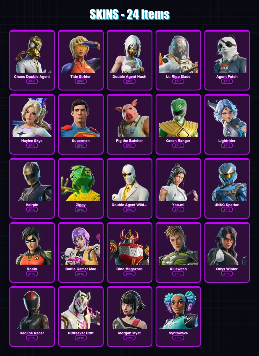 [PC/XBOX/PSN] | Chaos Double Agent | Tide Strider | Double Agent Hush | 24 skin | Lv276