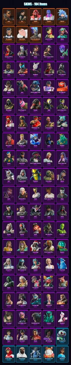 [PC/PSN] | Joey | Era | Valeria | Kymera | Nezumi | 104 skin | 157 pickaxe | 104 emote | 109 glider | Lv1250