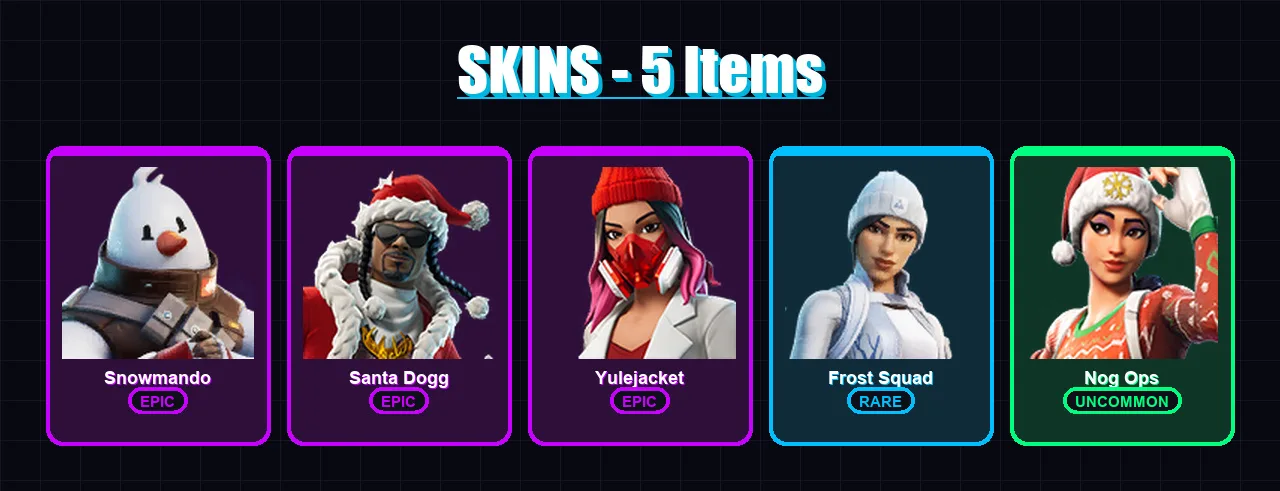 [PC/PSN] | Snowmando | Santa Dogg | Yulejacket | Frost Squad | Nog Ops | 5 skin | 14 pickaxe | 10 emote | 17 glider | Lv548