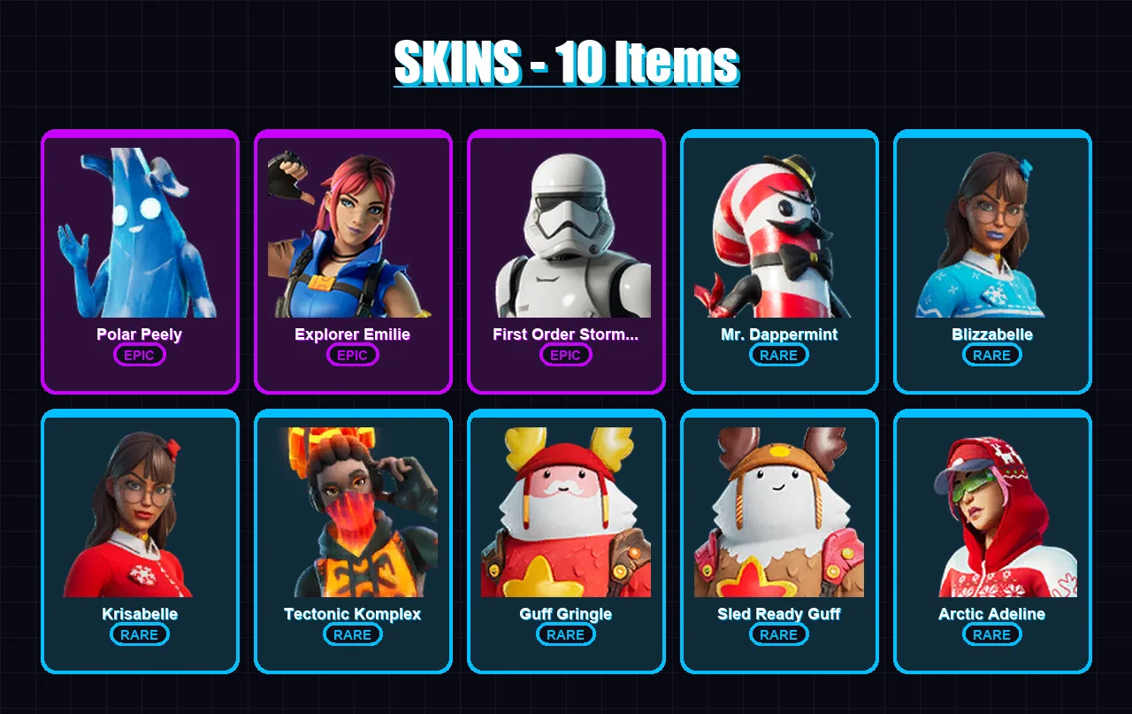 [PC/XBOX/PSN] | Polar Peely | Explorer Emilie | First Order Stormtrooper | 10 skin | Lv1001 — Fortnite account