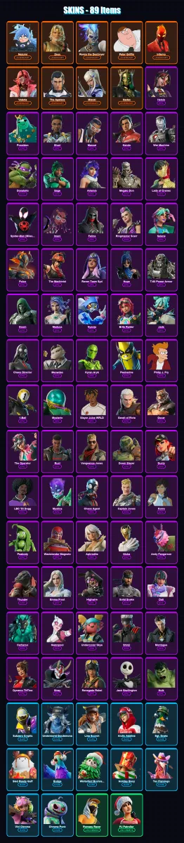 [PC/XBOX] | Nezumi | Zeus | Renzo the Destroyer | Peter Griffin | Inferno | 89 skin | 136 pickaxe | 93 emote | 90 glider | Lv1546