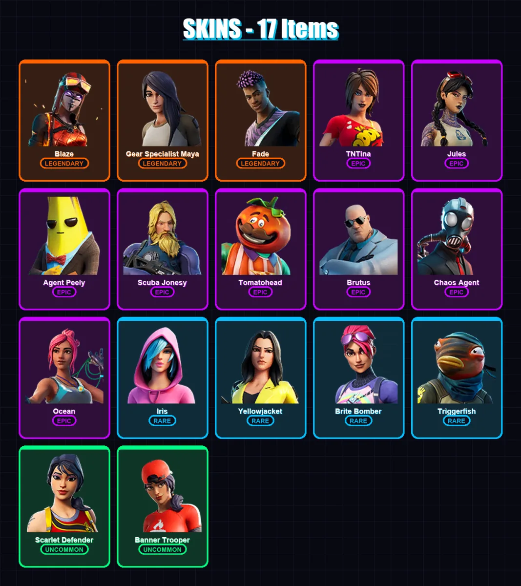 [PC/XBOX/PSN] | Blaze | Gear Specialist Maya | Fade | TNTina | Jules | 17 skin | 15 pickaxe | 9 emote | 13 glider | Lv111
