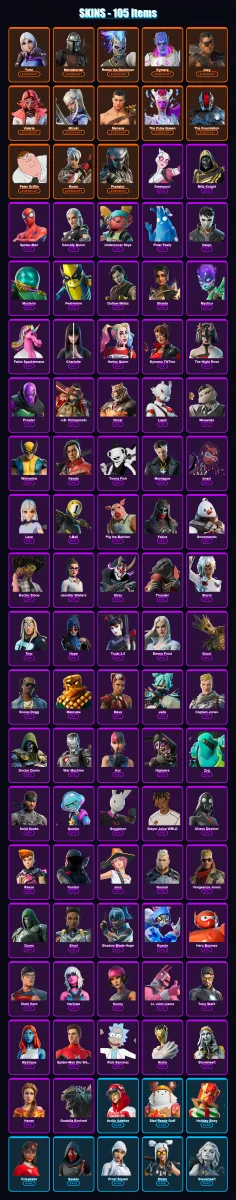 [PS4/PS5/XBOX/PC] | Torin | Mandalorian | Renzo the Destroyer | Kymera | Joey | 105 skin | 149 pickaxe | 90 emote | 118 glider | Lv1733