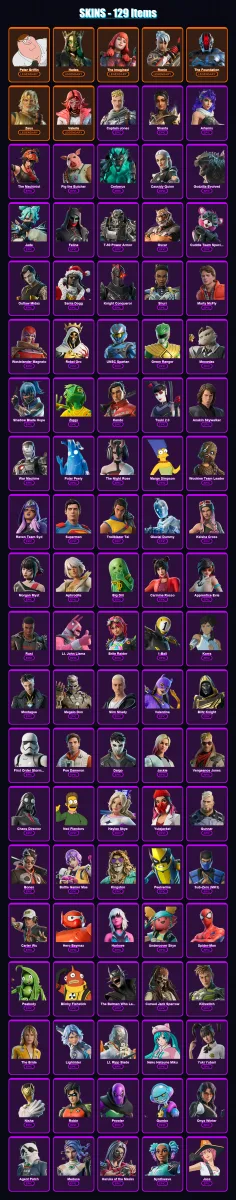 [PC/XBOX/PSN] | Peter Griffin | Hades | The Imagined | Ronin | The Foundation | 129 skin | 171 pickaxe | 129 emote | 128 glider | Lv2337